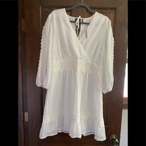 Eyelet Sleeve Flare Dress